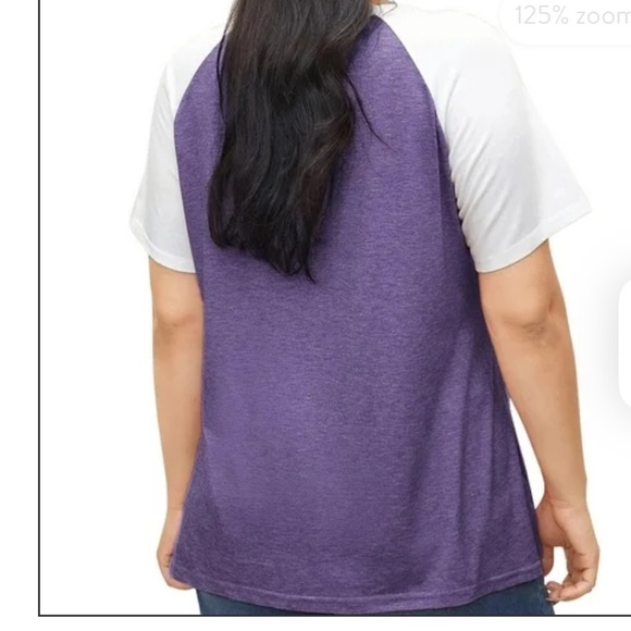 BloomChic Plus Size 2XL Colorblock Contrast Notched Raglan Sleeve T-shirt us18 - Picture 2 of 5